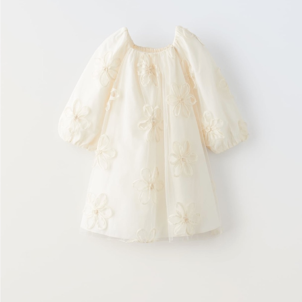 COPY - Zara Toddler Tulle Dress with Flower appliqués